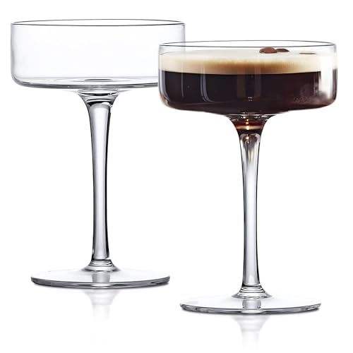 LEMONSODA Clear Martini Coupe Glasses, Set of 2, 6.5oz