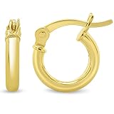 Sterling Silver Hoop Earrings for Women and Men by SuperJeweler, Small to Large Hoop Earrings, Silver or Yellow Gold Over Silver Hoop Earrings, Endless or Click Top Hoop Earrings