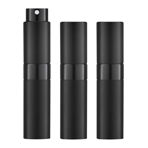 Image of 10ML Mini Perfume Atomizer Spray Bottle, Empty Refillable Glass Travel Cologne Sprayer for Men & Women with Refill Tools (Black-3)