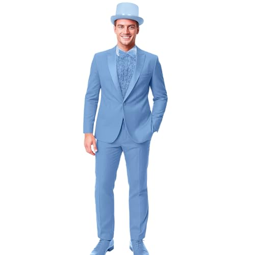 Adult Lloyd and Harry Tuxedo Costume Suit 90s Men Dumb Blue Dumber Orange Halloween Coat Pants Hat Bow Tie Outfit (Blue, XX-Large)