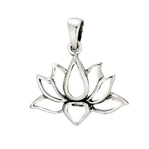 Flower Lotus Pendant .925 Sterling Silver Symbol Strength Om Peace Transformation Charm