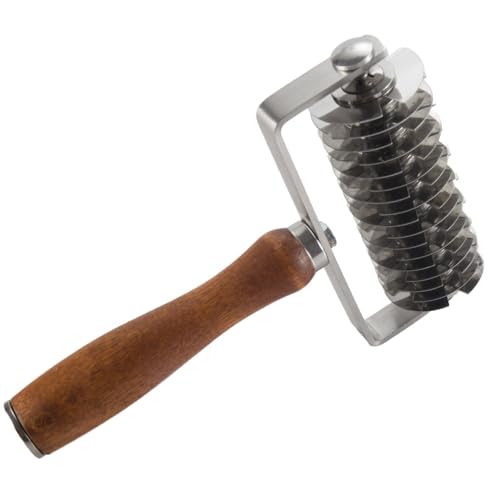 Cortador de masa de rejilla, cortador de pizza con mango de madera, rodillo de rejilla para cortar masa, base de pizza, hornear, pan, galletas, herramientas para hornear, tartas, adecuado para