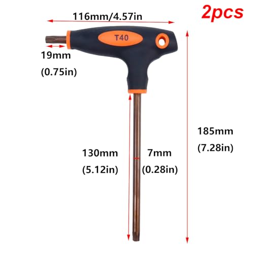 Image of Antrader 2Pcs S2 Steel T40 Anti Tamper Proof Dual End Torx Screwdrivers | Ergonomic T-Shaped Non-Slip Grip Torx Keys,With Hanging Holes For Easy Storage