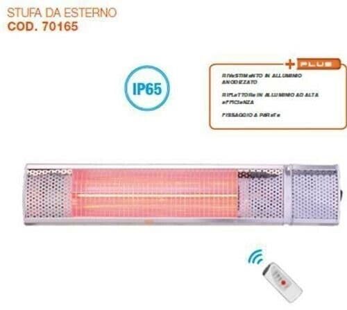 VINCO 70165 STUFA ALOGENA DA ESTERNI A PARETE ANTIPIOGGIA/ANTIPOLVERIE A PARETE 2000W