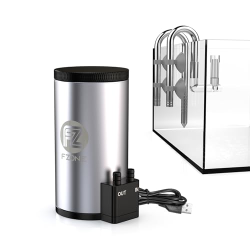 FZONE Aquarium Filter Kit External Canister Filter 48 GPH for Small Aquariums Quiet Pump Dual-Layer Filtration Adjustable in/Out Pipes Stainless Steel Design for Tanks up to 12 Gallon