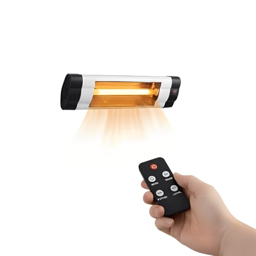 Wall-Mounted Infrared Patio Heater with Remote | 3 Heat Settings, Weather-Resistant, Quartz Tube Outdoor Heater - Garden, Patio & Terrace