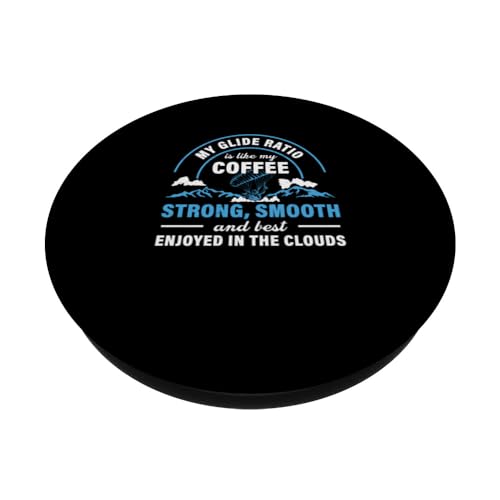 Paragliding My Glide Ratio Like Coffee Funny Thermal Soaring PopSockets Swappable PopGrip, Black - Image 2