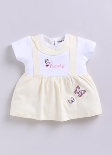 Image of Smart Baby Cotton Frock Set for Baby Girl - Stylish Soft Dress with Bloomer & Headband | 9-12 Months | Mint and White | Pack of 1