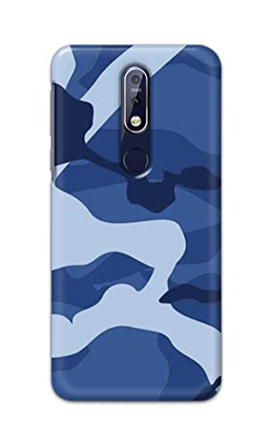 Image of Printed Hard Back Cover Case for Nokia 7.1 Back Cover (Army Blue Pattern) -1302