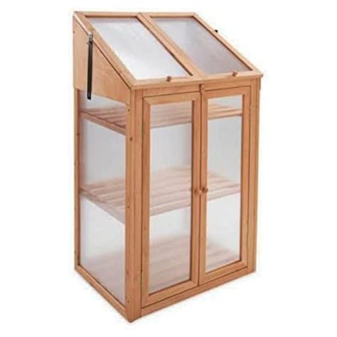 rightclick Garden Wooden Mini Greenhouse 3 Tier, Grow House, Garden Cold Frame With Semi Transparent Polycarbonate Sheets For Growing Small Plants & Flowers_ 120x69x59Cm Cover