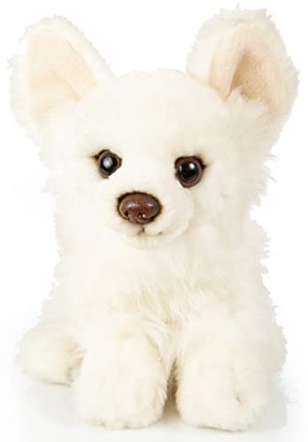 Uni-Toys - Chihuahua weiß, mit Prinzessinentasche - 18 cm (Länge) - Plüsch-Hund - Plüschtier, Kuscheltier