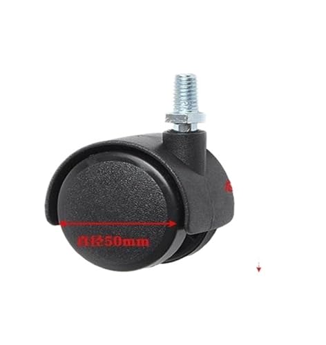 Roulette nylon 2 pouces frein pivotant et tige de fixation circlip 8mm lot de 4