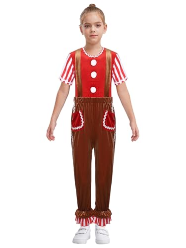 Disfraz de pan de jengibre infantil el regalo de Navidad ideal en conjunto de rayas café