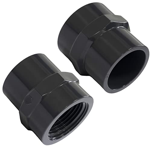 AERZETIX - C62149 - Set di 2 nippli/manicotti misti filettati femmina per incollare Ø32mm-femmina per avvitare 1'' - raccordo a pressione di tubo 10 bar - in plastica