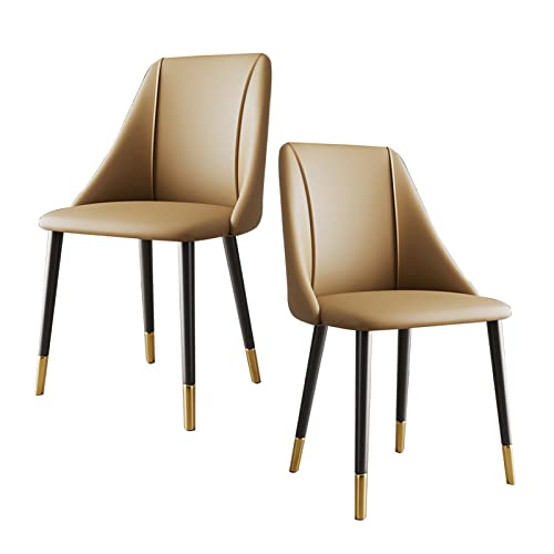 SJIALEN Modern Kitchen Chair Set of 2, Carbon Steel Frame Office Lounge Chairs Living Room Dining Room Chairs Leather Side Chair Kitchen Chair (Color : Yellow, Size : 44x43x85cm)