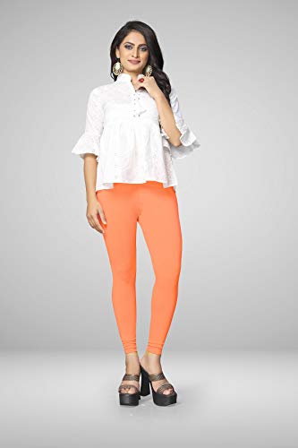 Image of Women's Cotton Skinny Leggings with Ankle Length Solid Pattern Mid Rise and Elastic Closure | Cotton Skinny Leggings for Womens