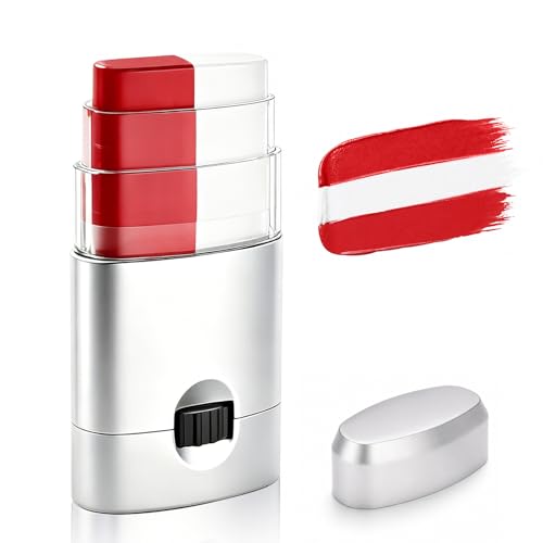 Red White Face & Body Paint Stick Sports Eye Black-Style Makeup Stick Waterproof Sweatproof Cream Paint for Soccer Football Baseball Fans Flag Color Makeup for Canada England Switzerland