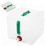 Jorzer Collapsible Water Container with Spigot, 20L/5.3Gallon Clear Camping Water Jug, Portable Drinking Bag Storage Containers for Outdoors Hiking Emergency.