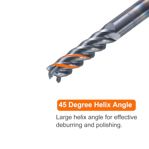 Image of HARFINGTON 5pcs Carbide Square Nose End Mill Bit 3 /32 inch Cut Dia 4 Flutes TiAlN Coated Milling Cutter for Hardened Steel Metal (3 /32 inch Shank 5 /16 inch Cut Length 1-1 /2 inch Long 45 Degree HRC53-55)