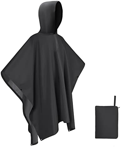 DESHYOMEI Reusable Rain Poncho, 3 in 1 Waterproof Raincoat for Unisex Adults, Multifunctional Rain Cap with Hood for Hiking Caming Cycling Fishing Climbing Outdoor Activities Emergency