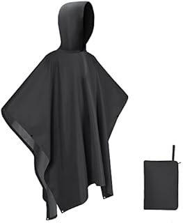 DESHYOMEI Reusable Rain Poncho, 3 in 1 Waterproof Raincoat for Unisex Adults, Multifunctional Rain Cap with Hood for Hiking Caming Cycling Fishing Climbing Outdoor Activities Emergency