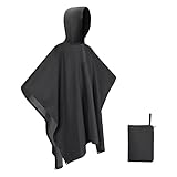 YOUQIGOU Wiederverwendbarer Regenponcho, 3-in-1 Wasserdichter Regenmantel Unisex, Multifunktionale Regenkappe mit Kapuze zum Wandern, Caming, Radfahren, Angeln, Klettern, Outdoor-Aktivitäten - Schwarz
