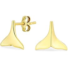 Hawaiian Nautical Vacation Honeymoon .925 Sterling Silver Ocean Marine Life Sea Creature Squid Octopus Manatees Dolphin Whale Tail Stud Earrings Pendant Necklace For Women Teens Rose Gold