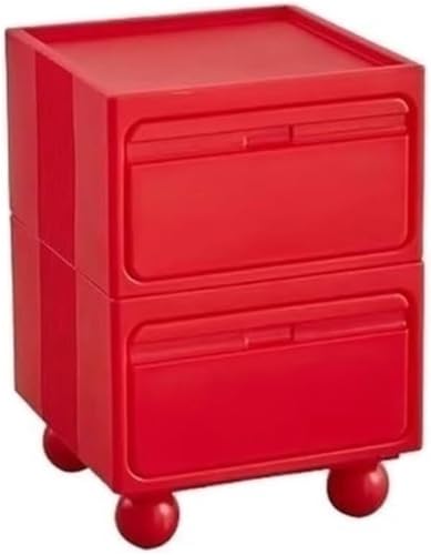 2-Tier Stackable Plastic Nightstand with 2 Drawers - Multi-Functional Side Table &amp; Small Coffee Table for Home Storage - Practical &amp; Stylish (Multi-Colored)