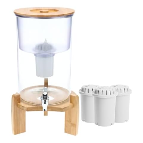 Invigorated Water pH Recharge Glass Alkaline Water Filter - Countertop Purifier - Large Alkaline Water Pitcher + PH001 3-Pack Alkaline Water Filter Bundle Cover