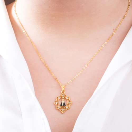 Colar Gargantilha Com Pingente E Imagem De Nossa Senhora Aparecida Banhado Ouro 18 K