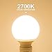 aooshine G25 LED Vanity Bulb 5Watts Globe Light Bulb (60W Incandescent Equivalent),2700K Soft Warm White E26 Base Bathroom Makeup Mirror Lights Bulb, Non-dimmable (Pack of 4)