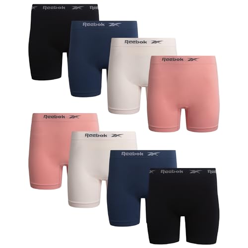 Image of Reebok Womens Boyshorts - 8 Pack Soft Stretch Performance 6 inch Inseam Tag Free Womens Underwear Seamless Boyshort Panties