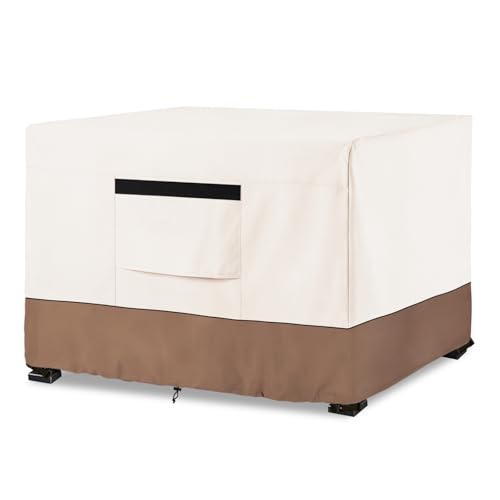 Dalema Fire Pit Cover,Outdoor Heavy Duty 600D 100% Waterproof Fire Pit Cover Square,Weatherproof Firepit Covers Square 30" W x 30" D x 25" H,Beige & Brown
