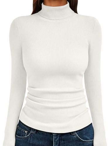 LILLUSORY Womens Turtleneck Ribbed Sweaters Pullover Tops Long Sleeve Winter