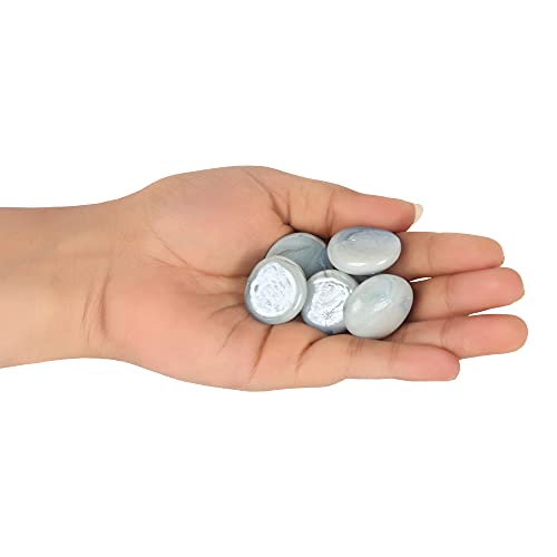 Image of Color Stone Decorative Shiny Glossy Flower Glass Pebbles for Vase Fillers Plant Pots Home Table Garden & Outdoor Decoration (Ice White 2Kg)