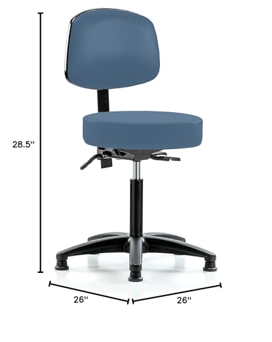 Image of Perch Stationary Height Adjustable Doctor's Stool with Back | Medium Bench Height 21-28.5 inch | Newport Fabric