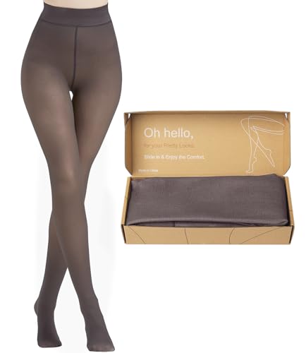 Fleece Lined Tights Women Warm Thermal Tights Sheer Fake Faux Translucent Pantyhose Winter Thick Tights Leggings for Women