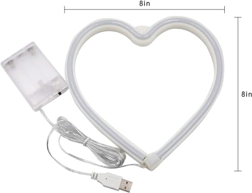 Image of 2PK Heart Neon Sign Battery Operated or USB Powered Heart Lights Pink & Red | LED Heart Neon Lamp for Valentines Day Wedding Proposal Mother's Day Dorm Bedroom Decor, Gifts for Mom Wife Girfriend Girls