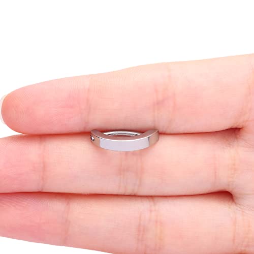 Vojo G23 Titanium Clicker Belly Button Rings Hypoallergenic Reverse Curved Body Piercing Jewelry Hinged Barbell Ring For Women (8Mm, Silver) #TOP4
