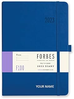 Forbes Classic 2023 Diary - A5 Day a Page Diary - with Name or Initials - Blue
