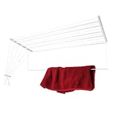 KADAX Estenedor de sostre 6x140cm, estenedor estalviador d'espai per a muntatge en sostre, assecador de roba per al sostre, estenedor de sostre d'acer (Blanco)