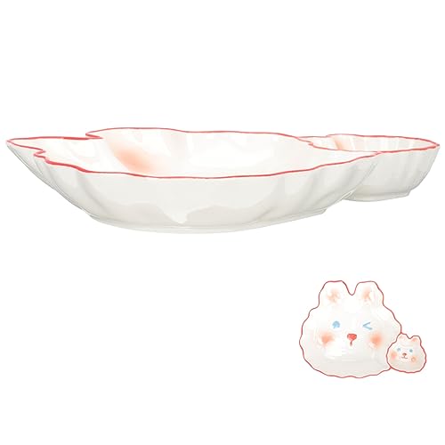 OFFSCH Ceramic Dumpling Plate with Sauce Dish Multi Functional Sushi Dish for Compact Food Plate for Serving Dumplings Shrimp and More Lightweight Ceramic Kitchen Supply