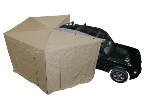 Prime Wing 270 Grad Markise in beige, auch für Autodachzelte - Beifahrerseite, komplett mit Seitenteilen – Diverse Farben