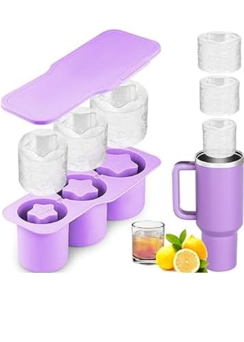 Molde de silicona para hielos con tapa color morado miniatura 1