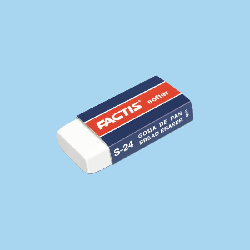 Box of 10 S24 Erasers with Cardboard Sash FACTIS®, white