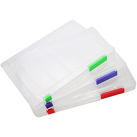 Plastic File Box A4 - Pack of 3 Waterproof Portable Document Folders with Snaps and Lids for 31×23 cm Paper, Transparent Storage Organizer Cases for Magazines, Office Supplies, School Cover