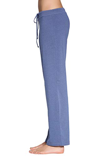 CYZ Women's Basic Stretch Cotton Knit Pajama Sleep Lounge Pan-DarkBlueMelange-L - Thumbnail 3