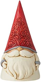 Enesco Jim Shore Heartwood Creek Nordic Noel Floral Hat Gnome Yule Tomte Figurine, 3.86" H, Red, Dirty White, Grey