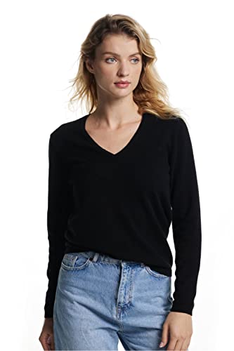 Image of EURKEA Women's V Neck 100% Cashmere Sweater, Long Sleeve Pullover, Winter Top for Women, Gifts Ready