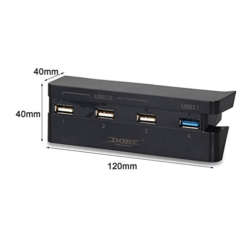 Hub USB 4 em 1 super de alta velocidade adequado para Sony PlayStation 4 Slim PS4 Slim Console Preto